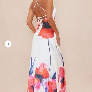 Fashion Nova Saterina Floral Satin Maxi Dress